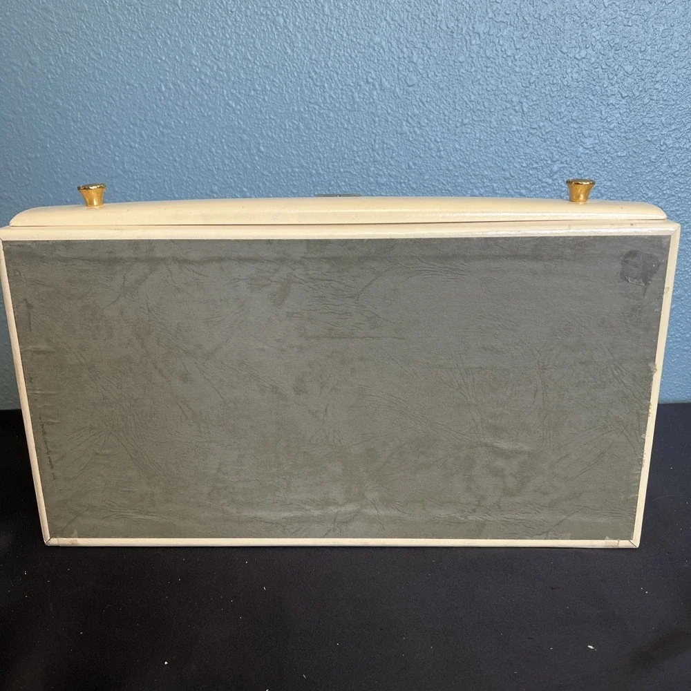 Vtg Large Lady Buxton Jewelry Box‎ Multi Drawers Mid Century Modern Blue Velvet